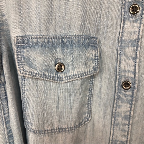 Gaps Women’s  Dress Chambray Long Sleeve Collar Front Button Belt - Picture 4 of 10